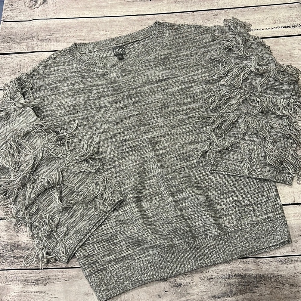 NWOT New York Jeans Company soho Fringe Sleeve‎ Sweater Sz M
